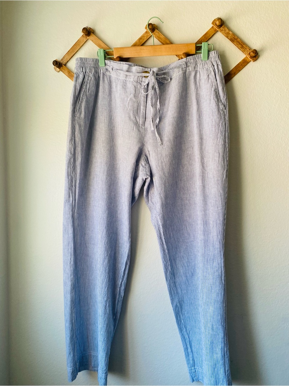 Talbots Plus Blue & White Striped Linen Blend Pants – Women’s 14W